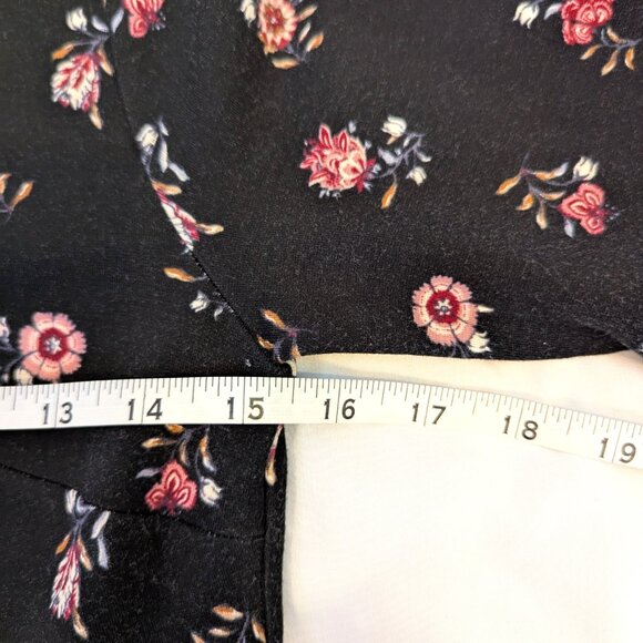 NWT LOFT | Long Sleeve Midi Dress Western Floral Print in Black | Size 0 - Picture 8 of 9